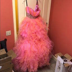 Pink Strapless Ballgown style formal dress